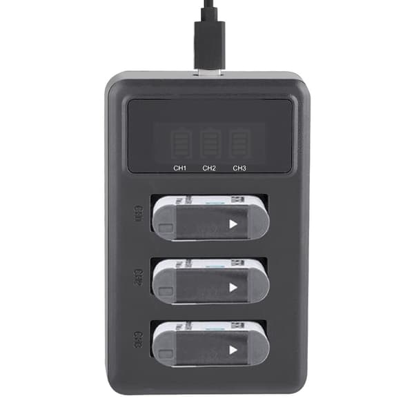 Action Kamera Batterioplader 3 Slot USB Opladning Sort Tilbehør til Sony NP-BX1