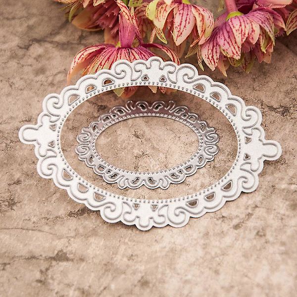 Blomspets Oval Ram Metall Dieskärningar - Set med 2 stycken
