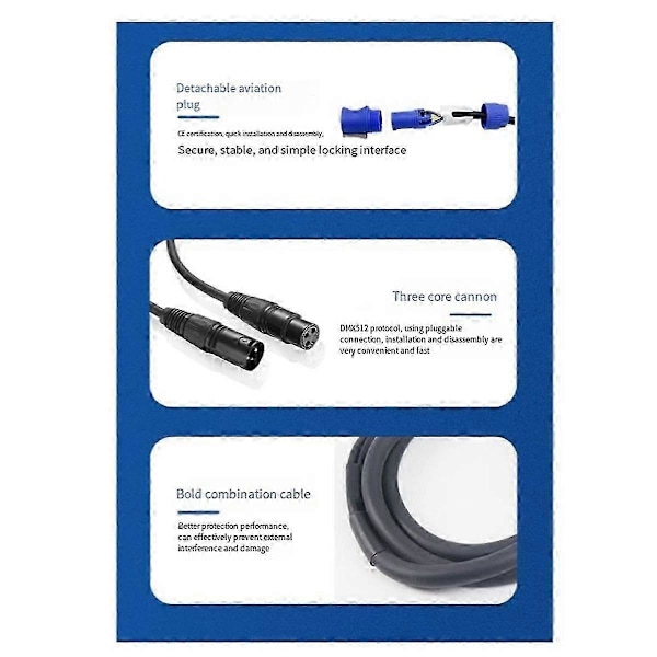 DMX Powercon Kabel Kombination af Powercon Stik og DMX XLR Signallinje kompatibel med Lys Strømtilslutning
