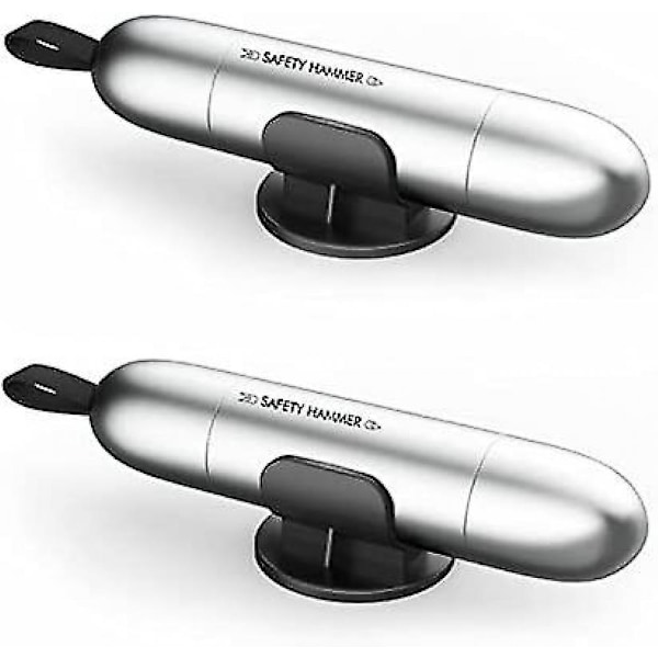 2-pack Multifunktionell Säkerhetshammare Glasbrytare Bil Nödhammare Silver