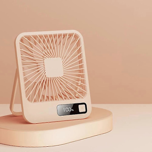 Vaaleanpunainen Pöytätuuletin Pieni Hiljainen USB-tuuletin, 3000mAh Ladattava Kannettava Mini Tuuletin, 180° Kallistuva Kokoontaitettava Henkilökohtainen Tuuletin