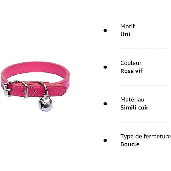 Rosaröda Läderhalsband för Katter Valpar Justerbara 8\"-10.5\"