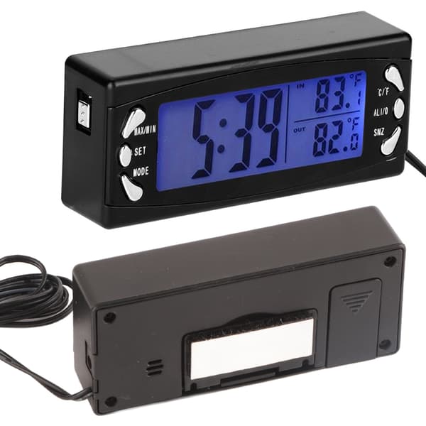 12V Digital Biltermometer Fordonsklocka LCD Temperaturmätare med Larmfunktion CT23