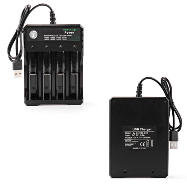 4 slots Universal USB Smart batterioplader til 18650 genopladeligt batteri