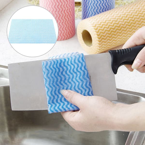 50 st engångs non-stick olja non-woven dammvippa disktrasa handduk för kök (blå)