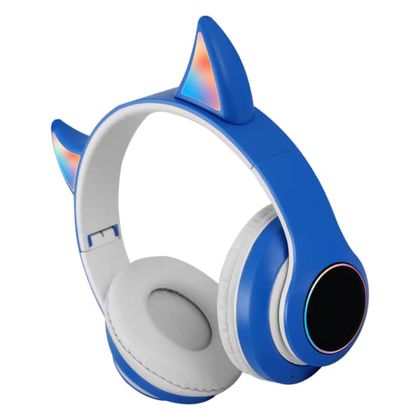 Vikbara Bluetooth-hörlurar HiFi Glödande Effekt Lätt Bekväm Söt Trådlöst Headset Blå