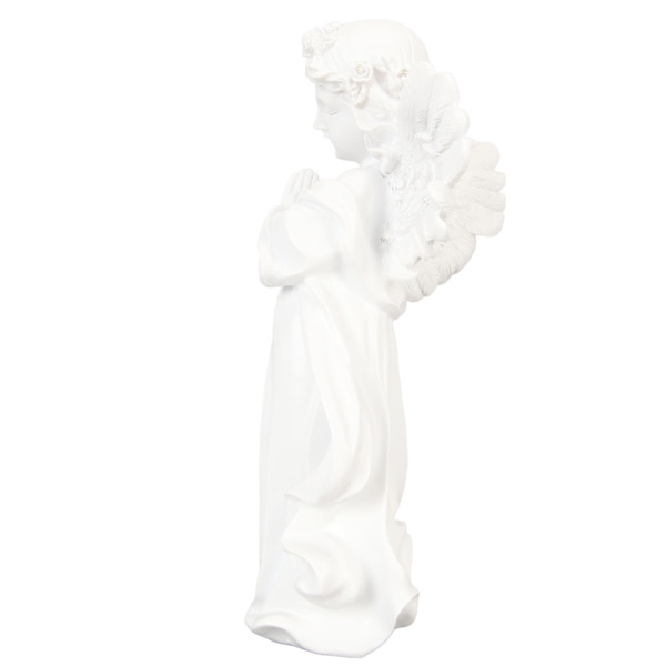 Baby Angel Statue Hvid 10,8 tommer høj håndskåret rige detaljer Holdbar harpiks Cherub figur til Garden Family Office