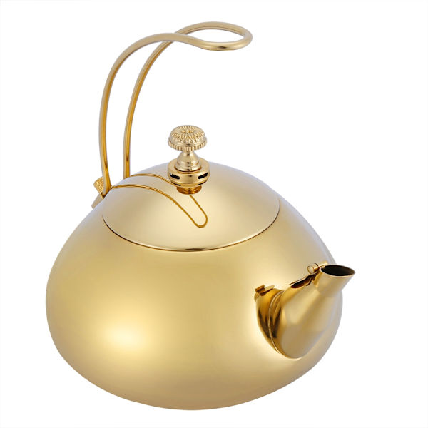 Klassisk 1,5L tekande i rustfrit stål induktionskomfur tekedel Hurtig vandopvarmning kogende gryde (guld)