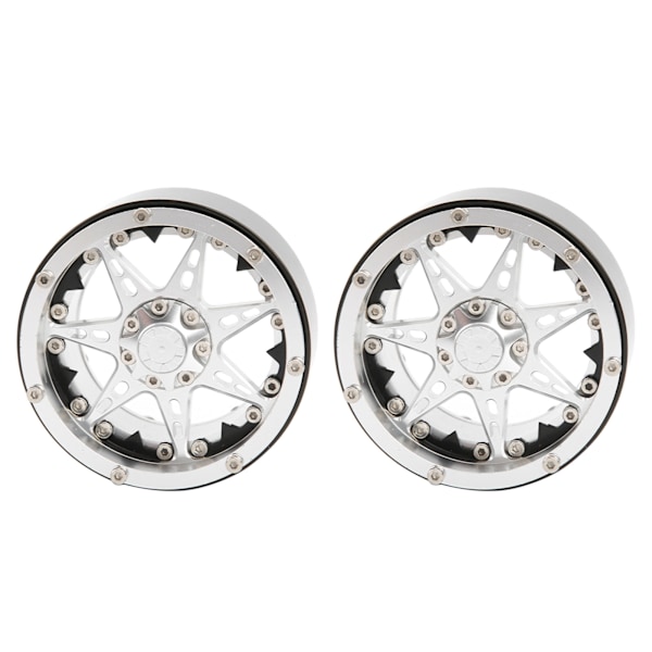 2 st RC Aluminium Alloy Beadlock Hjulfälg Nav Hub för SCX10 / TRX4 / TRX6 1/10 RC Bil Uppgraderingsdelar Silver Svart
