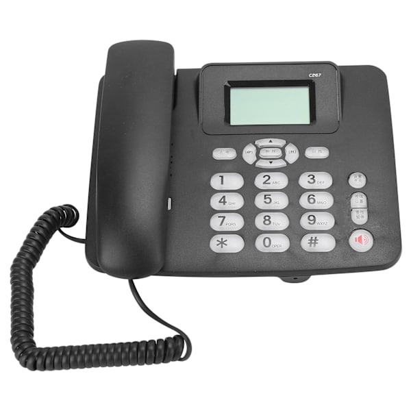 C267 fasttelefon med dobbel grensesnitt, støtte for utvidelse for forretningskontor hjemmebruk, svart