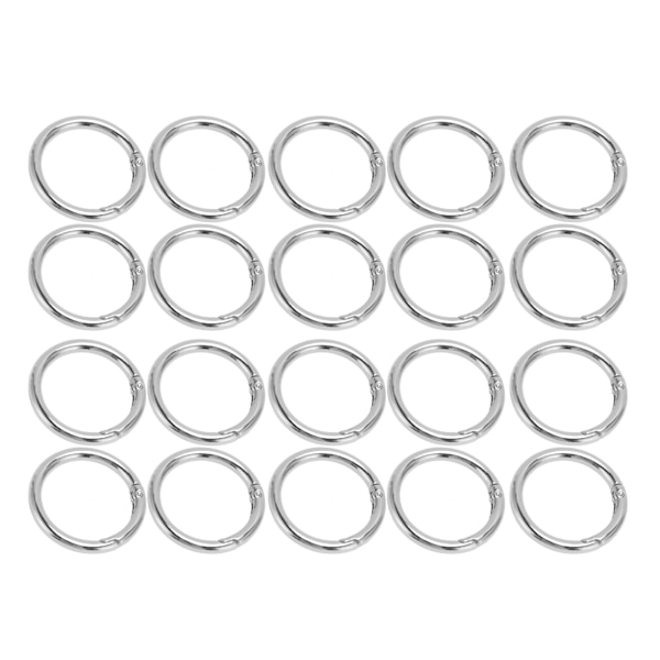 20 stk Spring O-ringe 1,57 tommer diameter 0,2 tommer tyk stærk kobber sikker lukning fjederspænder til pung Taske smykker DIY Sølvfarve
