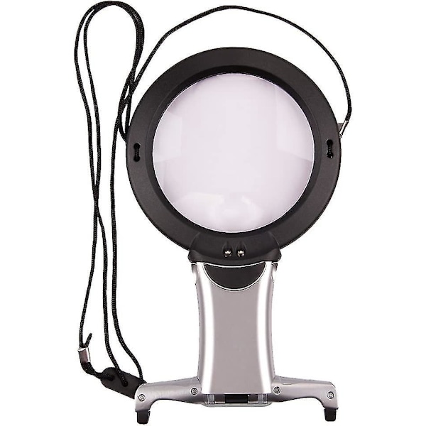 Kädet vapaat 2 LED-valaistu kaula-suurentava lasi 2x 6x lukulasit suurentava lasi 100mm, paristokäyttöinen valaistu suurentava lasi pienen tekstin lukemiseen