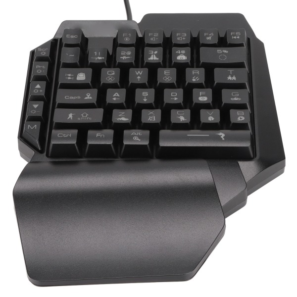 Enhånds gaming tastatur 39 taster Lysende ergonomisk design Anti-slip Vandtæt USB mekanisk tastatur