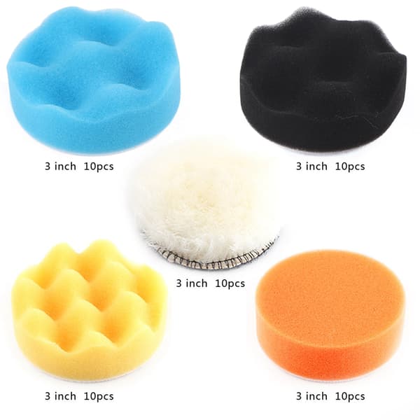 50 stk. 3\" Svamp Polering Polering Voks Pad Kit Værktøj til Bil Polermaskine Buffer