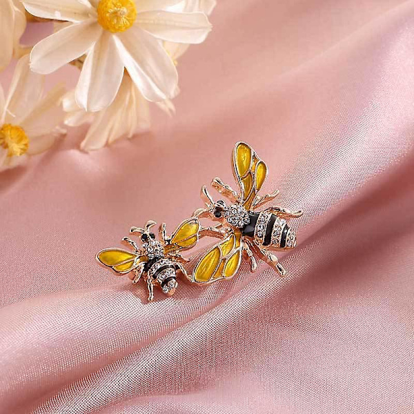 Gul Bi-Brosch - Elegant och Trendig Metall Rhinestone Smyckesset
