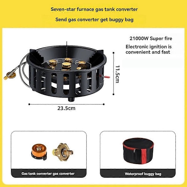 Camping Picnic BBQ Brænder Vindtæt Elektronisk Tænding Komfurer, 21000W
