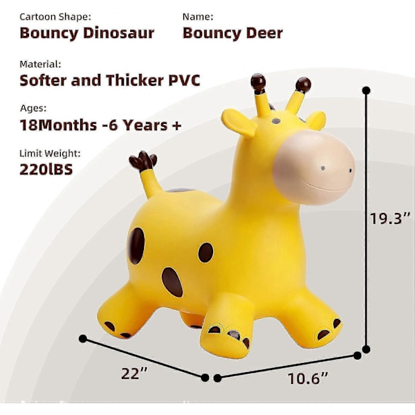 Planet Animal Hopper för barn, Giraff att rida på för småbarn, Studsande häst, Hopphäst, Hoppleksakspresent för pojkar och flickor, uppblåsbar Hopper Bouncy