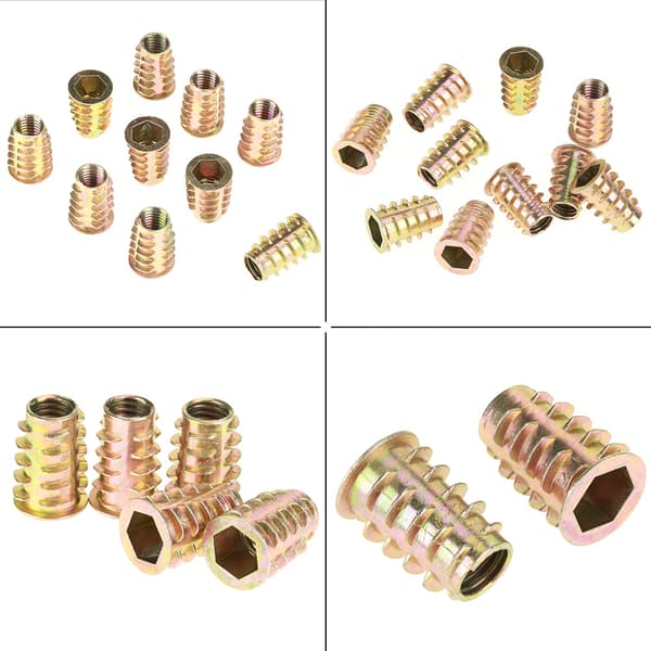 10 st M10*25mm Hex-drivhuvud Möbelmuttrar Gängade för träinsats