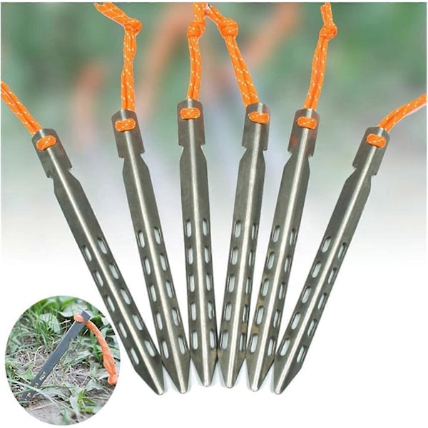 Tältspik 6 st Titan Tältpinnar V Form Titan Spik Vindtät Utomhus Camping Titan Tältspik Tillbehör Fixerat tält