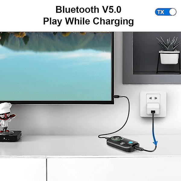 Bluetooth 5.0 3-in-1 Lähetin-Vastaanotin Mikrofonilla