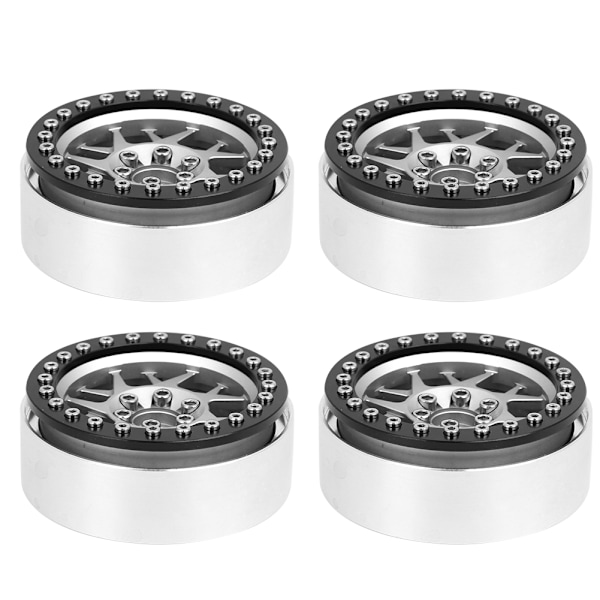 4 st metallfälgar nav tillbehör passar för SCX10/D90/TRX4 1/10 RC Crawler 2,2 tum (ljus svart ljus silver )