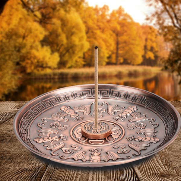 Røkelsesholder Five Blessing Plate Stick Brenner Stativ Lilla Bronse Sink Legering Hjem Tilbedelse