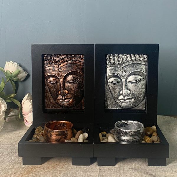 Buddha rökelsehållare Utsökt vacker Zen stenljushållare för hotell Skönhetssalong Dekorera Silve Fri storlek