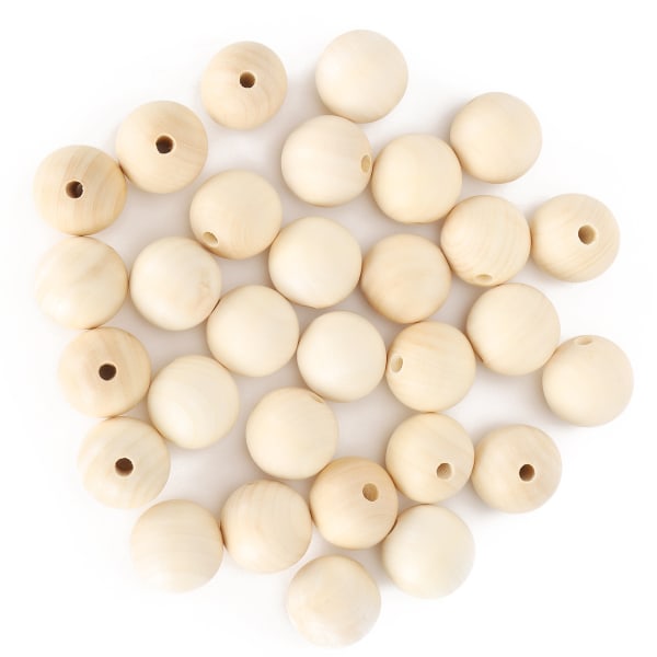 30 stk runde perler træ perforeret kugle afstandsstykke smykker dekoration gør tilbehør 40mm