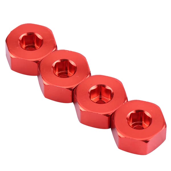 Aluminiumslegering 5 mm til 12 mm hjulnavadapter til WPL 1634 RC lastbil (rød)