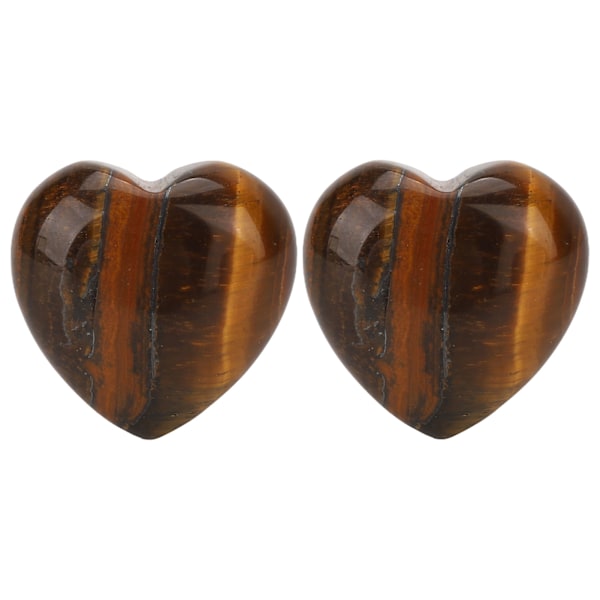 2pcs Tigerite Stone Heart Shape Shiny Gloss Exquisite Smooth Decorative Stone for Rockery Flower Pots Fish Tank 4cm / 1.6in