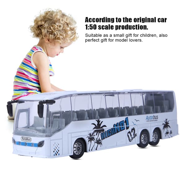 1:50 Simulation Transit Bus Model Legetøj Legering Træk Tilbage Bus Legetøj med Lys og Musik til Børn (Hvid)
