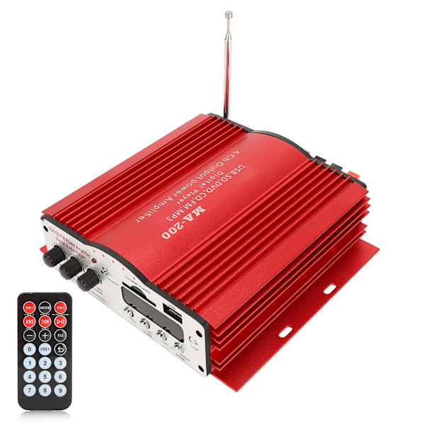 Bilforstærker Digital Audioforstærker 30W 4CH Stereo Effektforstærker Universal til MP3 MP4 DVD VCD FM USB Afspilning