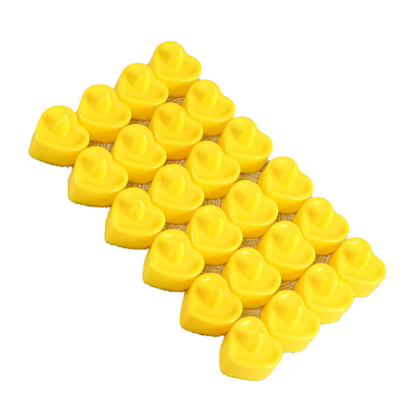 24 st kärleksformade LED-värmeljus i plast med fjärrkontroll för heminredning, gula
