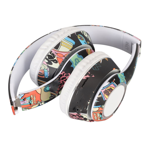 Graffiti Bluetooth-hodesett HiFi Stereo Innebygd mikrofonstøtte Minnekortlinje i trådløs hodetelefon med RGB-lys for PC