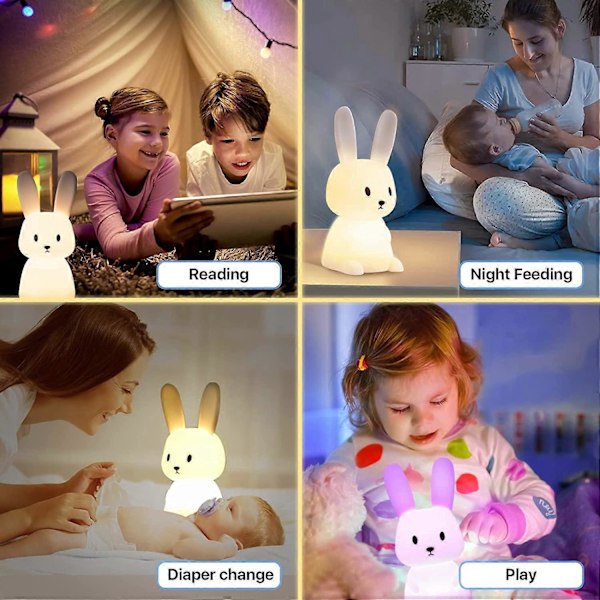 Nattlampa för bebisar med 7 ljusändringar | Tryckkontroll | USB-laddning | Timerfunktion | Sänglampa för barnrum, presentleksak, silikon nattlampa Fo