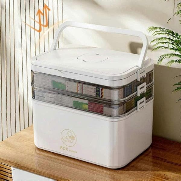Portable Large Capacity Box, Home Kit, Family Emergency Box with Multi-layer Storage Case