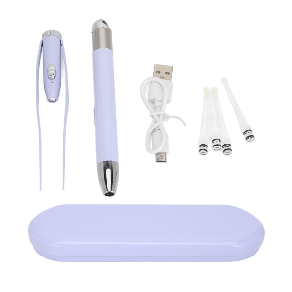 Korvavahalusikkapinsetti USB ladattava korvanpuhdistusaine korvatikku valolla lapsille vanhuksille violetti