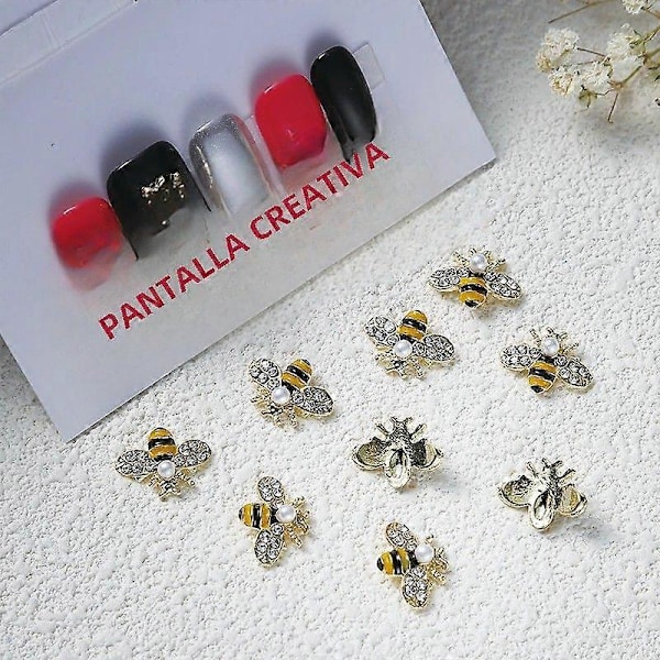 20 stk. Metalliske negletilbehør Gulllegering 3D Diamantdekorasjoner for DIY Manikyr