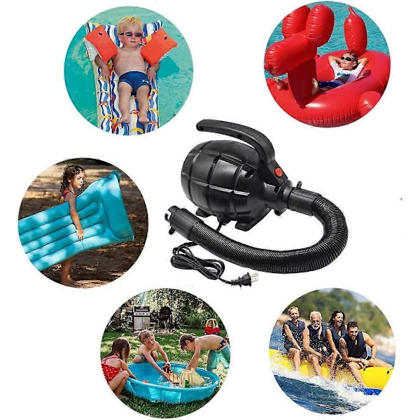 Elektrisk pumpe til oppustelige ting Luftmadras Pumpe Luftseng Pool Legetøj Flåde Båd Hurtig Elektrisk Luftpumpe Sort (AC Pumpe(600W))