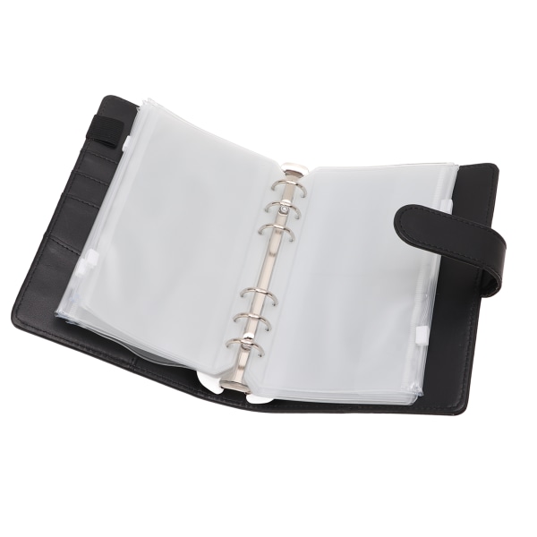 A6 Budget Binder A6 Binder Lomme med lynlås Notesbog PU Læder Budget Notesbog Kontant Kuvert Budget Håndbog Sort