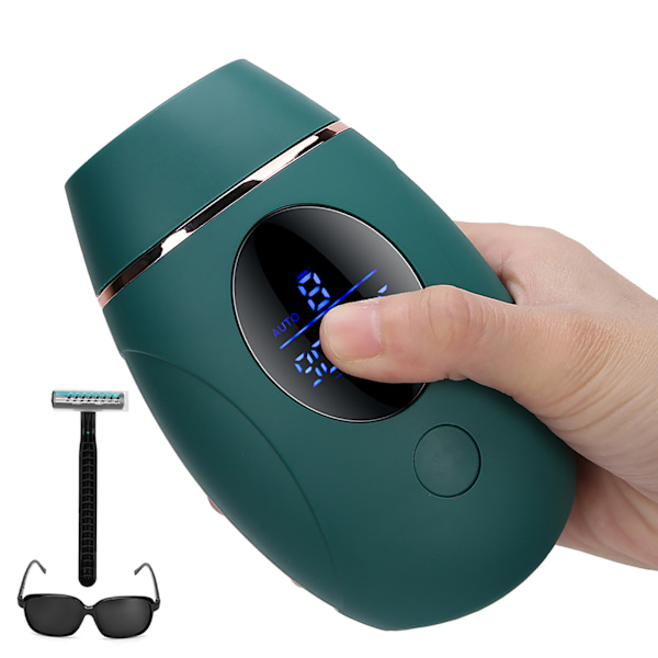 900.000 Flash IPL Hårfjerning Digitalt Display Armhule Ben Lippe Kropshår Fjerner (Mørkegrøn) 110‑240VUS Stik