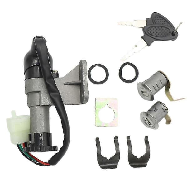 Ignition Switch Key Set for 50cc 150cc Scooter/Moped with Gy6 Engine Universal Motorcycle Svart Silver