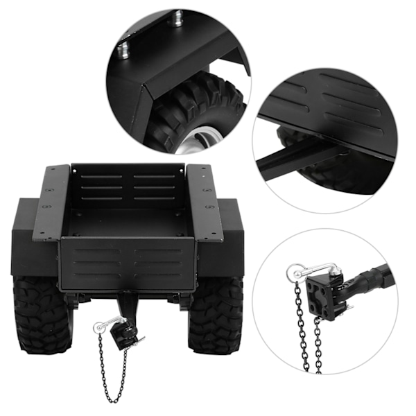 Aluminiumlegering Trailer Bil Hög Simulering RC Bilfordon Modell BarnleksakSvart