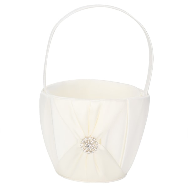 Silke Satin Material Bröllops Blomkorg Tjejkorg Vit Blomkorgset（Vit）