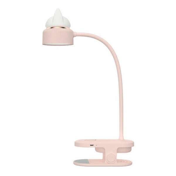 Pink fleksibel klemlampe med natlys - USB genopladeligt LED-læselys til skrivebord, seng og sengekant