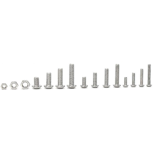 Sæt 440PCS M3 M4 M5 Rustfrit Stål Sekskantet Knap Hoved Socket Hoved Kabel Bolte Skruer Låsemøtrik Sortimentssæt med Opbevaringsboks