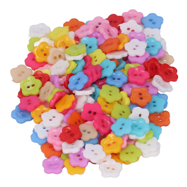 200 stk. Blomsterknapper Farverige DIY Fremstilling Plast Blanke Dekorative 1,3x1,3cm/0,5x0,5in Syknapper til Scrapbooking