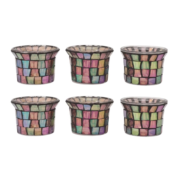 6 stk mosaik fyrfadsstage massiv glas lysestage urtepotte til bryllup meditation Brun
