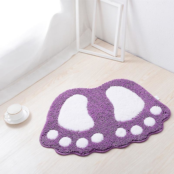 Lila Polyester Badrumsmatta med Stora Fotsteg Design, 40 X 60 Cm