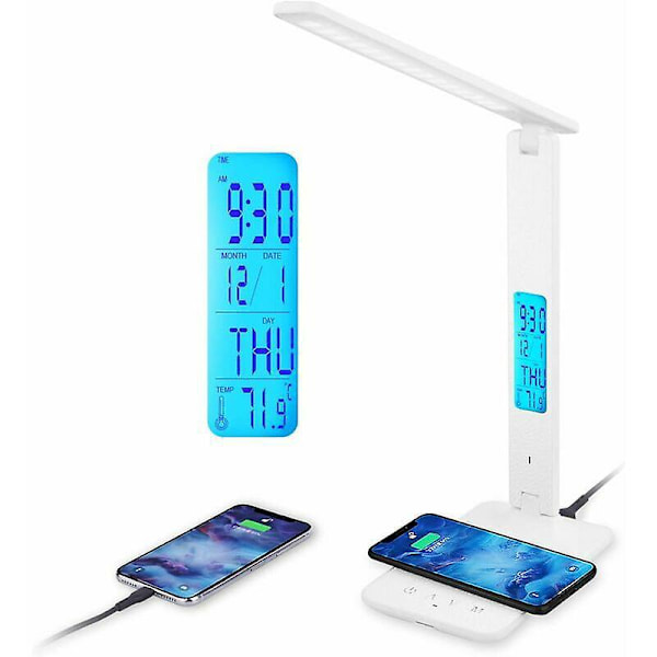Hjemmebelysning LCD Display Blødt Lys Øjenbeskyttende Skrivebordslampe (Hvid), Kollegium, Soveværelse, Personlig Plads Toiletbord